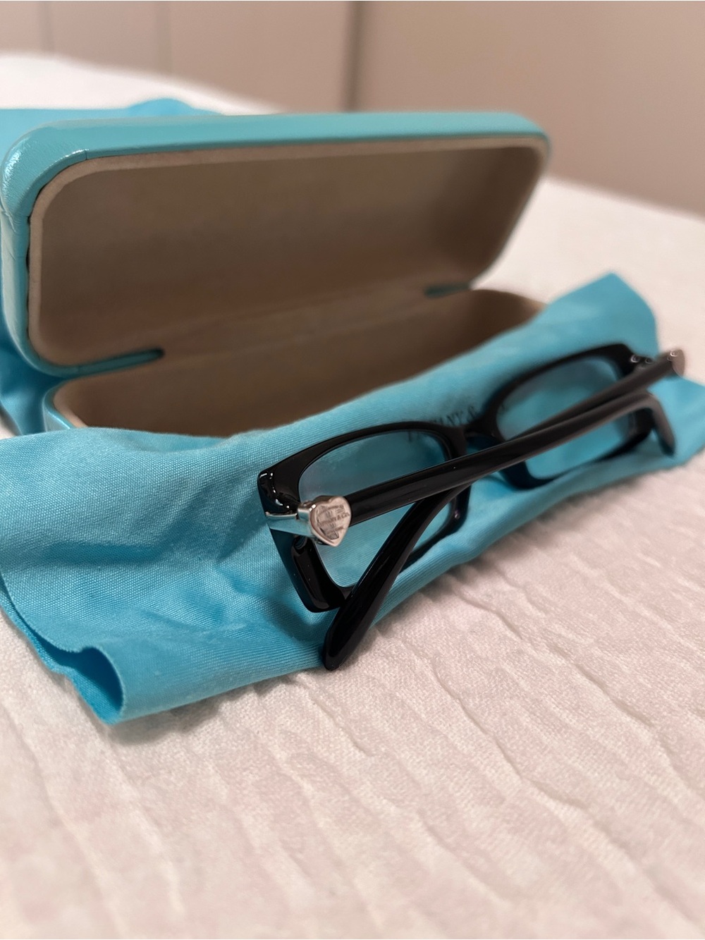 Tiffany & Co. Black Women's Rectangular Glasses with Tiffany Blue Case - Picture 4 of 6